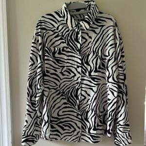 Women’s Zebra Print Black & White Button Down Blouse
